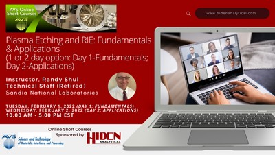 AVS Online Short Course: Plasma Etching & RIE: Fundamentals & Applications