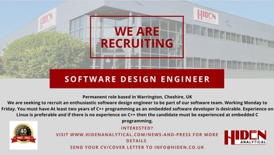 We are recruiting! – Software Design Engineer