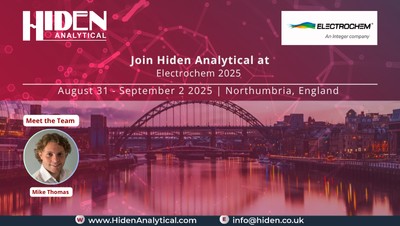 Hiden Analytical is Proud to Participate in Electrochem 2025, a Leading International Conference on Electrochemical Science and Technology, with Mike Thomas Representing Our Team.