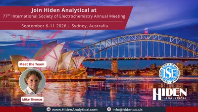 Hiden Analytical to Attend 77th International Society of Electrochemistry Annual Meeting 2026