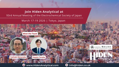 Hiden Analytical to Attend 93rd Annual Meeting of the Electrochemical Society of Japan