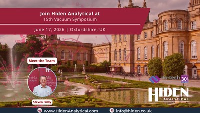 Hiden Analytical to Attend 15th Vacuum Symposium